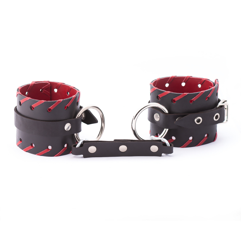 Оковы "Crazy Handmade" черно-красные, кожа 